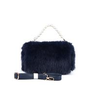 JFY Women's Pearl Grab Handle Faux Fur Clutch Bag in Navy JFY Navy One Size