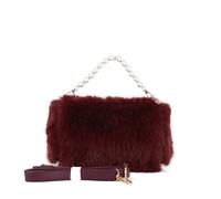 JFY Women's Pearl Grab Handle Faux Fur Clutch Bag in Wine