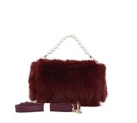 JFY Women's Pearl Grab Handle Faux Fur Clutch Bag in Wine JFY Wine One Size