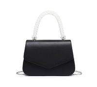 JFY Women's Pearl Top Handle Flap Pu Clutch Bag in Black JFY Black One Size