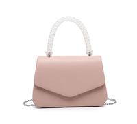 JFY Women's Pearl Top Handle Flap Pu Clutch Bag in Dusty Pink JFY Dusty Pink One Size
