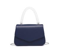 JFY Women's Pearl Top Handle Flap Pu Clutch Bag in Navy JFY Navy One Size