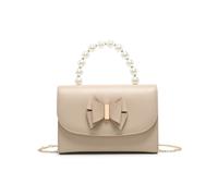 JFY Women's Pearl Top Handle Tie Pu Clutch Bag in Beige JFY Beige One Size
