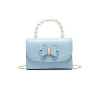 JFY Women's Pearl Top Handle Tie Pu Clutch Bag in Blue JFY Blue One Size