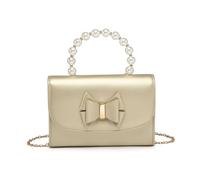 JFY Women's Pearl Top Handle Tie Pu Clutch Bag in Gold JFY Gold One Size