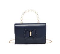 JFY Women's Pearl Top Handle Tie Pu Clutch Bag in Navy JFY Navy One Size