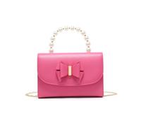 JFY Women's Pearl Top Handle Tie Pu Clutch Bag in Rose JFY Rose One Size