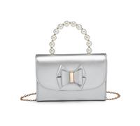 JFY Women's Pearl Top Handle Tie Pu Clutch Bag in Silver JFY Silver One Size
