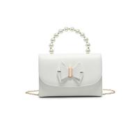 JFY Women's Pearl Top Handle Tie Pu Clutch Bag in White JFY White One Size