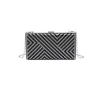 JFY Women's Pearls On The Front Single Side Diamante Clutch Bag in Black