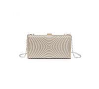 JFY Women's Pearls On The Front Single Side Diamante Clutch Bag in Gold