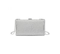 JFY Women's Pearls On The Front Single Side Diamante Clutch Bag in Silver
