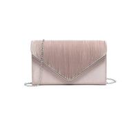 JFY Women's Pleated Details Satin Clutch Bag in Beige