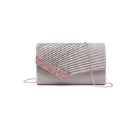 JFY Women's Pleated Diamante Glitter Clutch Bag in Dusty Pink