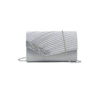 JFY Women's Pleated Diamante Glitter Clutch Bag in Silver