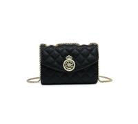 JFY Women's Quilted Check Pattern Crown Badge Cross Body Bag in Black JFY Black One Size