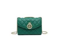 JFY Women's Quilted Check Pattern Crown Badge Cross Body Bag in Green JFY Green One Size