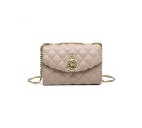 JFY Women's Quilted Check Pattern Crown Badge Cross Body Bag in Khaki