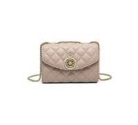 JFY Women's Quilted Check Pattern Crown Badge Cross Body Bag in Khaki JFY Khaki One Size