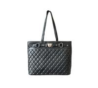 JFY Women's Quilted Check Pattern & Heart Details Tote Bag in Black JFY Black