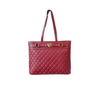 JFY Women's Quilted Check Pattern & Heart Details Tote Bag in Wine JFY Wine