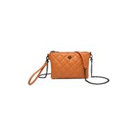 JFY Women's Quilted Diamand Pattern Wrist Handle Grab Bag/ Cross Body Bag in Orange JFY Orange One Size