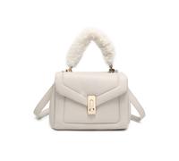 JFY Women's Quilted Pattern Faux Fur Handle Twist Lock Crossbody Bag/ Grab Bag in Beige JFY Beige One Size