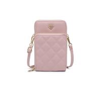 JFY Women's Quilted Pattern Two Zipped Compartment Phone Bag / Purse in Pink JFY Pink
