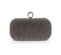 JFY Women's Ring Clasp Double Side Diamante Clutch Bag in Black JFY Black One Size