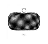 JFY Women's Ring Clasp Double Side Diamante Clutch Bag in Black JFY Black One Size