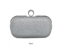 JFY Women's Ring Clasp Double Side Diamante Clutch Bag in Silver JFY Silver One Size