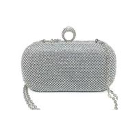 JFY Women's Ring Clasp Double Side Diamante Clutch Bag in Silver JFY Silver One Size