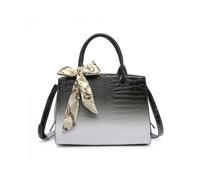 JFY Women's Silky Scarf Gradually Colour Changing Tote Bag in Black JFY Black