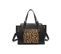 JFY Women's Small Leopard Pattern Buckle Handles Day Bag in Black JFY Black One Size