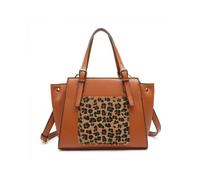 JFY Women's Small Leopard Pattern Buckle Handles Day Bag in Brown