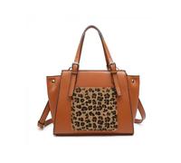 JFY Women's Small Leopard Pattern Buckle Handles Day Bag in Brown JFY Brown One Size