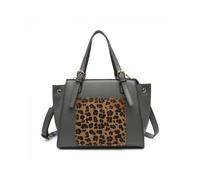 JFY Women's Small Leopard Pattern Buckle Handles Day Bag in Dark Grey JFY Dark Grey One Size