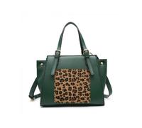 JFY Women's Small Leopard Pattern Buckle Handles Day Bag in Green JFY Green One Size