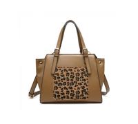JFY Women's Small Leopard Pattern Buckle Handles Day Bag in Khaki
