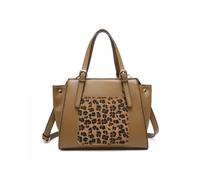 JFY Women's Small Leopard Pattern Buckle Handles Day Bag in Khaki JFY Khaki One Size