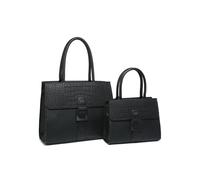 JFY Women's Snake Skin Buckle 2 In 1 Handbag Tote Bag in Black