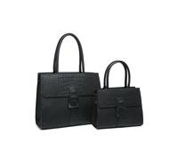 JFY Women's Snake Skin Buckle 2 In 1 Handbag Tote Bag in Black JFY Black