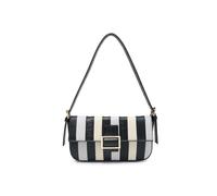 JFY Women's Striped Colour Block Pattern Flap Shoulder Bag in Black JFY Black One Size