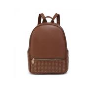 JFY Women's Studded Zip Pocket Backpack in Brown JFY Brown