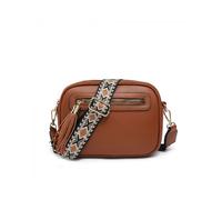 JFY Women's Tassel Two Zipped Sections Canvas Strap Cross Body Bag in Brown JFY Brown One Size