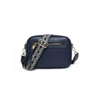 JFY Women's Tassel Two Zipped Sections Canvas Strap Cross Body Bag in Dark Blue