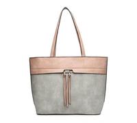 JFY Women's Tassels Top Zip Closure Tote Bag in Grey JFY Grey