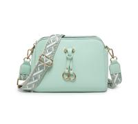 JFY Women's Three Zipped Sections Canvas Strap Cross Body Bag in Light Green JFY Light Green One Size