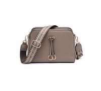 JFY Women's Three Zipped Sections Canvas Strap Cross Body Bag in Taupe