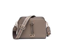 JFY Women's Three Zipped Sections Canvas Strap Cross Body Bag in Taupe JFY Taupe One Size
